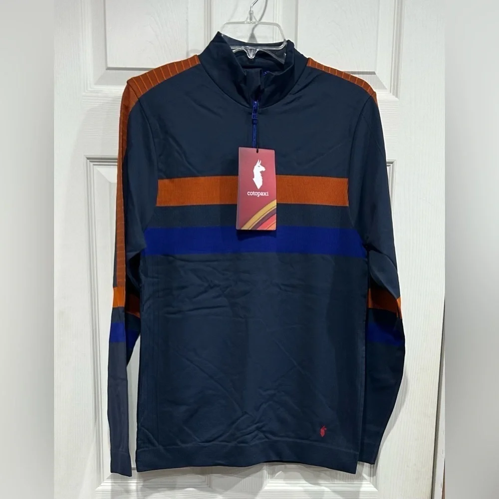 Cotopaxi Men's Medium Debajo Seamless Baselayer Quarter-Zip Ink Stripes NWT